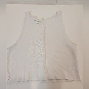 American Eagle Outfitters Cream Boxy Buttoned Tank Top